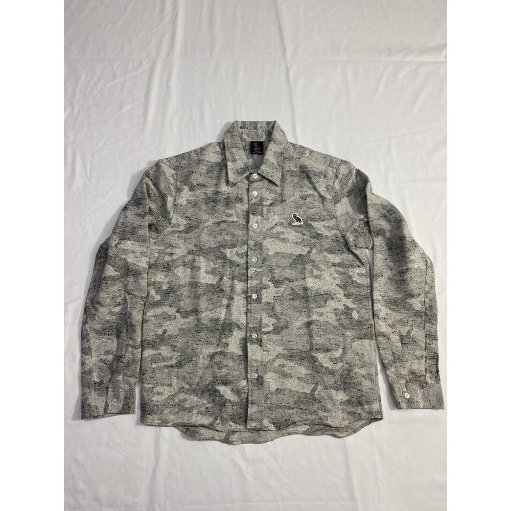 Pre-Owned Mens Medium Grey OVO Octobers Very Own Long Sleeve Button Up Shirt